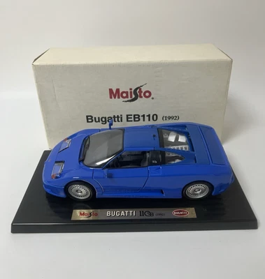 Maisto 1:18 Bugatti EB110 1992 modelo fundido a presión azul en caja Foto 1 de 4