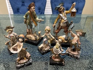 7 estatuillas piratas Fontanini genuinas de colección bases de mármol - Italia, marca de araña - Imagen 1 de 15