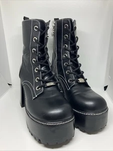Stivali donna Dolls Kill Delia platform 9M lacci neri - Foto 1 di 13