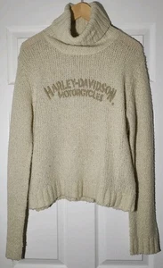 Damen Harley Davidson Rollkragen Pullover Beige Creme Wollmischung - XL - Bild 1 von 4