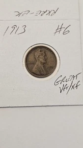 wheat penny 1913 NICE VF/XF DETAILS 1913-P SEMI-KEY DATE LOT #6 GREAT WHEAT EARS - Picture 1 of 3