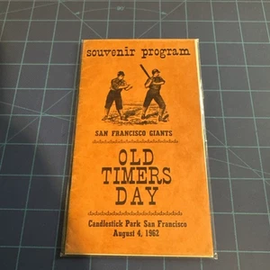 Vintage 1962 San Francisco Giants OLDTIMERS DAY Souvenir Programm, sauber - Bild 1 von 1