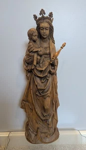 J Strassle Luzern Madonna & The Child Wood Sculpture Mary & Jesus Figurine *READ - Picture 1 of 16