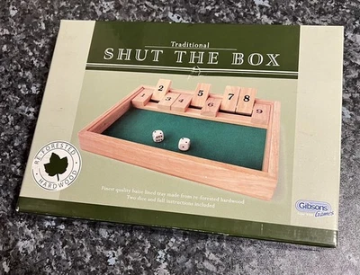 Shut The Box Re-Forested Hardwood Traditional Game by Gibsons (7yrs+) ~ Complete - Image 1 of 3