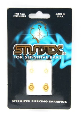 Aretes perforadores de perlas chapadas en oro sensibles Studex Foto 1 de 3