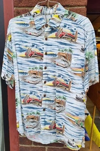 Kahala John Severson Hawaiian Shirt Mens Medium M 50s Cars All Over Print - Picture 1 of 6