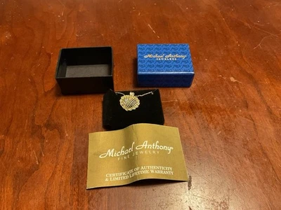 Michael Anthony Oro 14K Corazón Hinchado Colgante Collar Filigrana Nuevo Foto 1 de 4