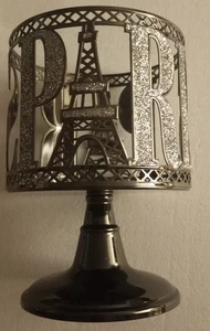 PARIS Bath & Body Works Glitter Eiffel Tower 3 Wick Candle Holder Silver GLAM - Picture 1 of 6