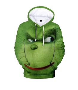 XXL Anime - 3D gedruckter Weihnachtspullover, grünes Fellmonster Kapuzenpullover - Bild 1 von 2