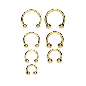 Horseshoe Bar Circular Barbell Lip Nose Septum Ear Ring Various Sizes GOLD