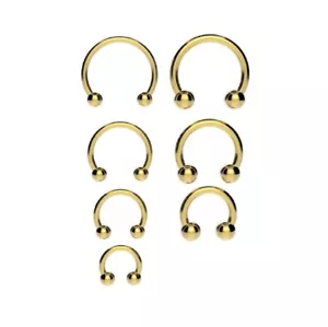 Horseshoe Bar Circular Barbell Lip Nose Septum Ear Ring Various Sizes GOLD - Picture 1 of 6