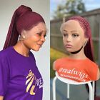 Braided burgundy Cornrow ponytail wig made  On A Full Lace .Length Is 30”  long.