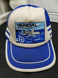 Vintage 70s VANDAL Supersonic Sea Skimmer Three strip hat. Blue & White  - Picture 1 of 5