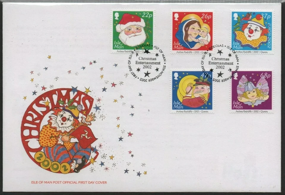 GB Isle of Man 2002 Christmas/Europa/Circus/Clown SG 1041/5 FDC NOEL WEIHNACHTEN - Image 1 of 1