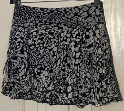INC International Concepts Skirt Medium Tiered Ruffled Black White Print Size 6P - Image 1 of 4