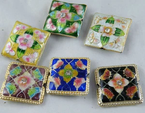 10pcs Cloisonne Enamel Square Spacers 22x22mm 8colors-1 O76 - Picture 1 of 2
