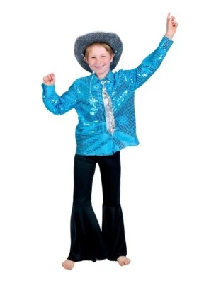 Kids 70's Blue Sequin Shirt - Image 1 of 2