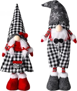 JOYIN 23” Standing Christmas Gnome Couple Decoration Retractable Legs Black Buff - Picture 1 of 11