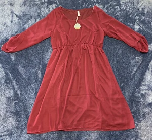 NEW Pink Blush maternity Burgundy Dress Blouse Long Sleeve Size Medium - Picture 1 of 4