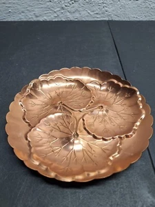 Vintage Metal Bruce Hunt Lily Pad Dish Made in USA Copper Color - Picture 1 of 8