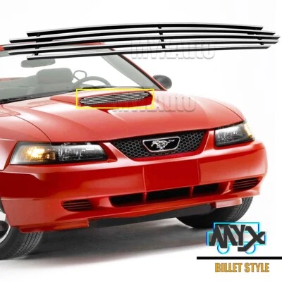 Fits 1999-2004 Ford Mustang GT V8 Hood Billet Grille Chrome Upper Grill Insert - Image 1 of 4