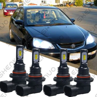6000K Front LED Headlight Bulbs For Acura EL 2004-2005 Low & High Beam Set of 4 - Изображение 1 из 4