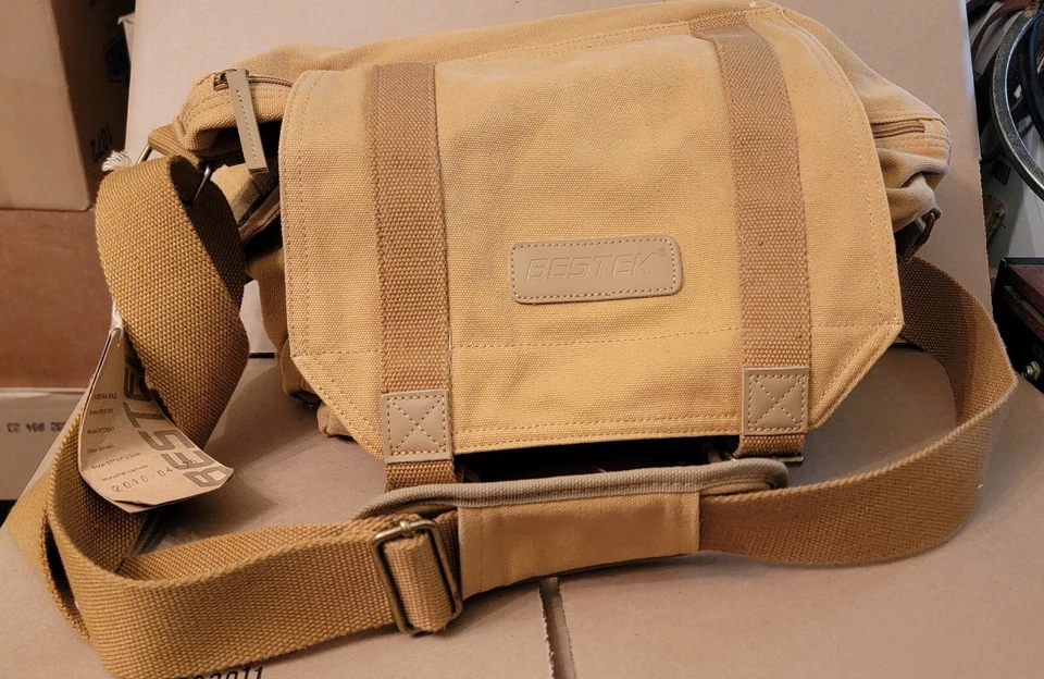 BESTEK Messenger Bag Khaki Canvas Camera Bag  - Image 1 of 3