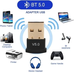 USB Bluetooth 5.0 Adapter Wireless Dongle Geschwindigkeit für PC Windows 10 11 Computer UK - Bild 1 von 5