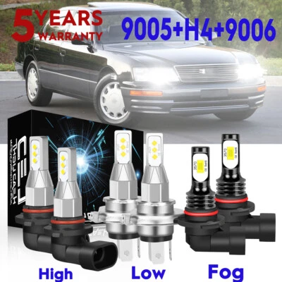For Lexus LS400 1995-1997 - 6X CSP LED Headlight Bulbs High Low Beam + Fog Light - Image 1 of 4