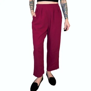 Vintage Jaeger Wool Trouser High Waisted Pleated Front Maroon | 27 - Picture 1 of 7