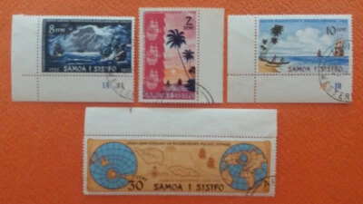 SAMOA Oceania 1972 Used Set 250th Anniversary Sailship Boats Palm Map Globe 1109 - Image 1 of 2
