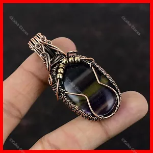Womens day Deal Copper Multi Fluorite Gemstone Birthday New Wire Wrapped Pendant - Picture 1 of 6