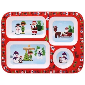 Christmas Kids Tray Dinner Lunch Plate Melamine Santa Tableware Little Stars - Picture 1 of 2