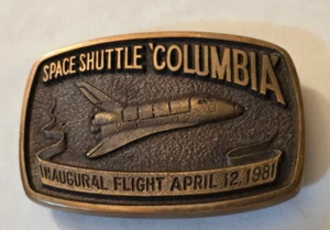 Vuelo inaugural del transbordador espacial Columbia 12 de abril de 1981 hebilla de cinturón de bronce - Imagen 1 de 3