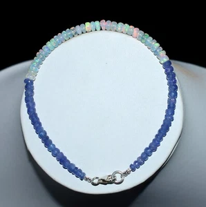 925 sterling Argento Naturale Blu Tanzanite & Etiope Opale 7"Bracciale Di - Foto 1 di 5