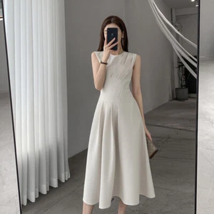 Damen Sommer Mode Elegant Temperament Ärmellos Schleife Langes Kleid - Bild 1 von 6
