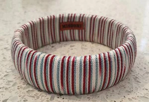 MISSONI Women's Red White & Blue Embroidered Stripe Fabric Bangle Bracelet - Picture 1 of 5