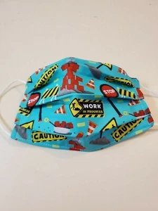 Adult Face Mask, Construction Site Signs, Cones, Bricks, Tools, Multi-Colored - Picture 1 of 2