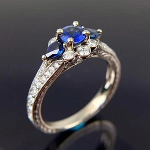 Gabriel & Co. 14k Diamond & Sapphire Solitaire Engagement Ring Size 5.25 - Picture 1 of 10