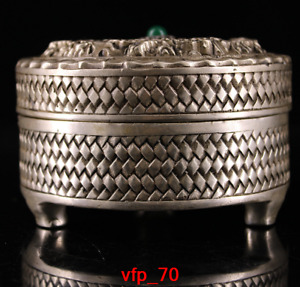 Old China antique Qianlong Pure copper Set gemstone Two Dragon Incense burner