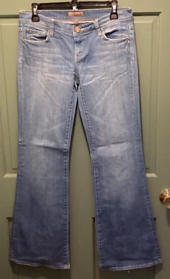 See Thru Soul Women's Size 28 Stretch Sammy Low-Rise Flare Blue Denim Jeans - Image 1 of 4