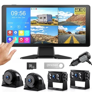 4K RV Backup Camera System 10.36" Quad Split Touchscreen Monitor 4 1080P HD R... - Picture 1 of 7