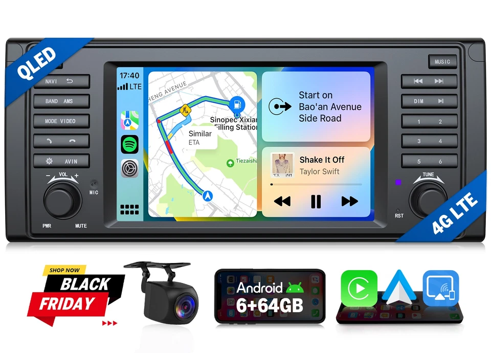 7" Android 13 8-Core Car GPS Navigation Stereo Radio CarPlay for BMW E39 540i M5 - Image 1 of 4