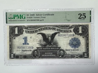 1899 $1 Silver Cert Fr#228 Vernon/Treat PMG 25 Black Eagle - Image 1 of 2