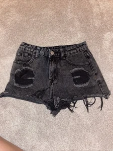Black Jean Shorts, Kids Teen Pockets Size 10/11girls from shien zipper Button - Picture 1 of 6
