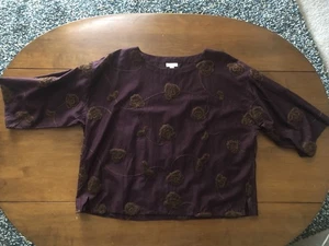 Camisa Pullover Pure Jill Borgoña Marrón Bordado Mediana - Imagen 1 de 9