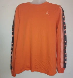 Nike Air Jordan Men's T Shirt Large Long Sleeve Crew Neck Jumpman Orange - Picture 1 of 5