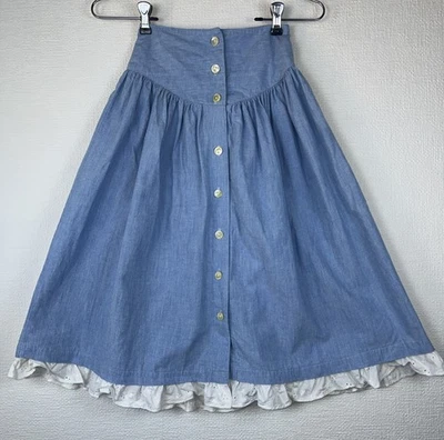 Falda Caniche Vintage You Babes Para Niñas Azul Botón Frontal Ojales Encaje Talla 8 Foto 1 de 4