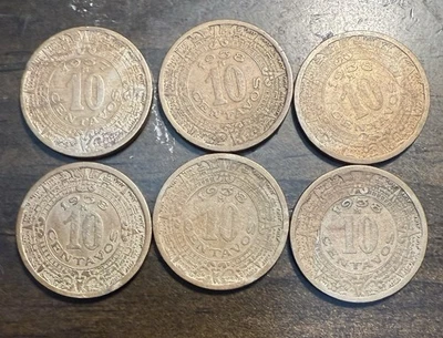 Mexico Key Dates Coins , 10 Centavos 1x 1937 and 5x 1938  - Image 1 of 2