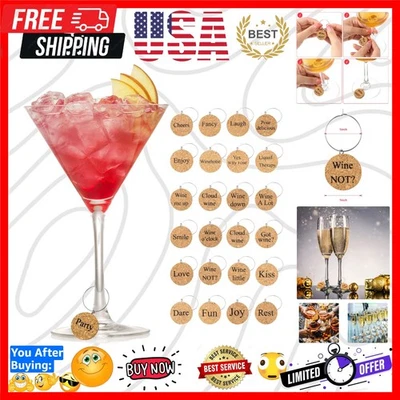 24 dijes únicos de copa de vino de madera - marcadores de bebida perfectos para cada ocasión Foto 1 de 4